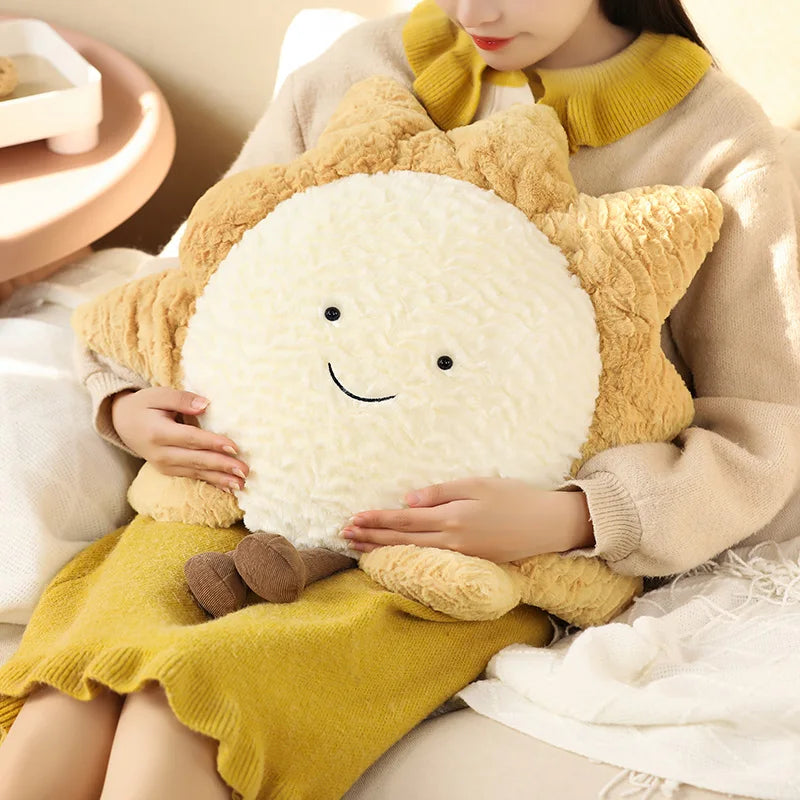 40/60CM Plush Sky Series Throw Pillow Smile Face Moon & Sun& Star Shaped Stuffed Soft Toys Baby Girls Bedroom Decoration Gift