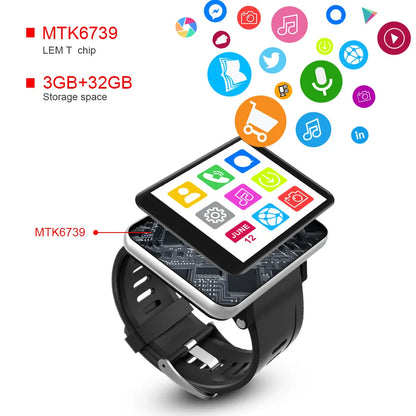 LEM T Smart Watch Men 4G Android 7.1 3GB + 32GB Support 2.86 Inch SIM Card 4G GPS WiFi 2700mAh Large Battery for Smartwatch Men