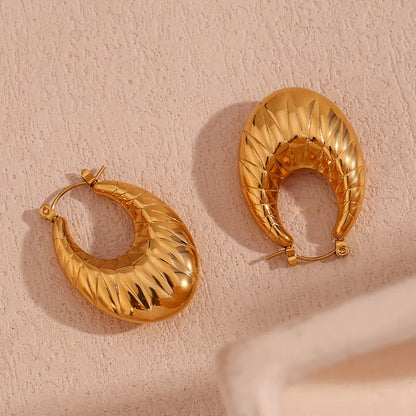 Hollow Oval Rhombic Drop Earrings Waterproof Tarnish Free 316L Stainless Steel Jewelry 18K Gold Plated Accessories