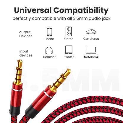 NNBILI Jack 3.5mm Audio Cable Nylon Braid 3.5mm Car AUX Cable Headphone Extension Code for Phone MP3 Car Headset Speaker