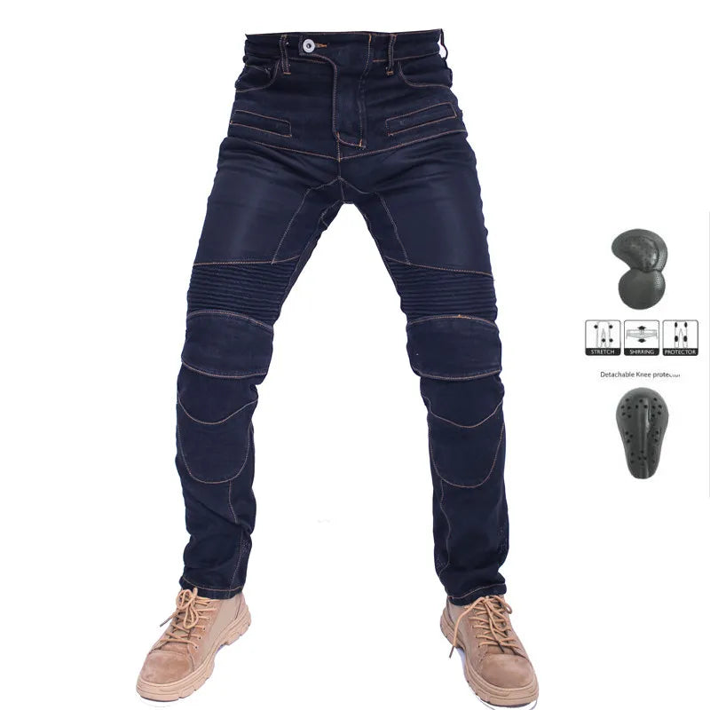 Men Jeans Collection Classic Denim UGB06 PK718 PK719 Zip Motorcycle Pants  Pantalones Motocicleta Hombre Featherbed Jeans Gears - MAGNET MARKET