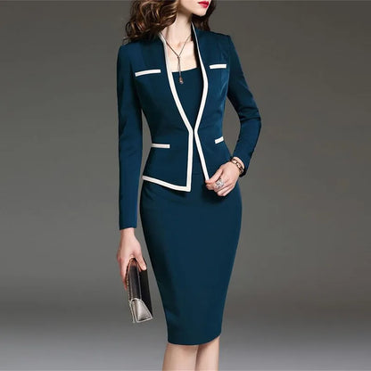 Women Suit Office Work Wear Black Suit + Vest Dress Women Suits Office Sets Skirt 6XL Women Set  Blazer Skirt Set костюм женский