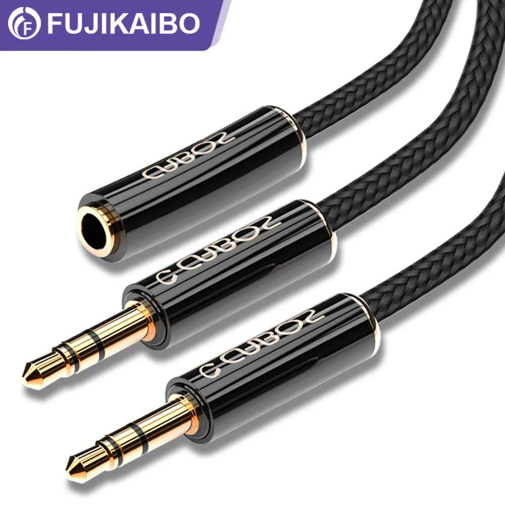 3.5mm jack Splitter Female to 2 Male AUX Audio Cable For SmartPhone Laptop Headset Headphone 3.5 Earphone Mic Y Splitter Adapter