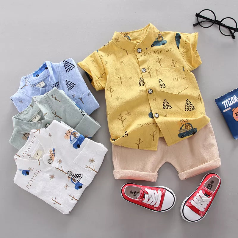 Adorable Animal Pattern 2-Piece Summer Set: Cool Comfort for Baby Boys