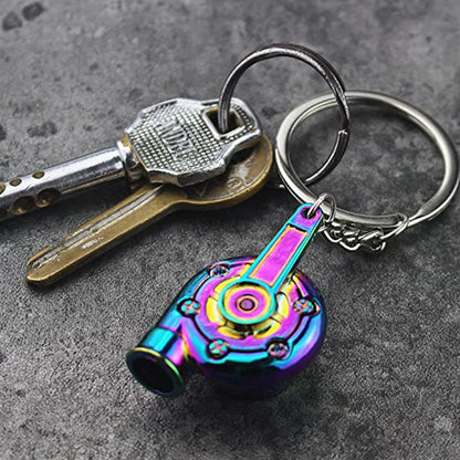 Mini Metal Turbo Turbocharger Keychain Cool Car Spinning Turbine Pendant Keyring For Women Men Key Decoration Accessories Gifts