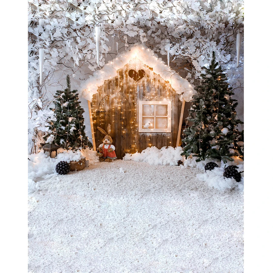 Bonvvie Christmas Photocall Backdrop Pine Tree Gift Window Fireplace Family Portrait Photography Backgrounds For Photo Studio