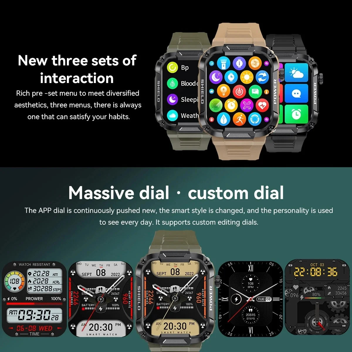 XIAOMI 2023 Rugged Military Smart Watch Men For Android IOS Ftiness Watches Waterproof 1.85'' AI Voice Bluetooth Call Smartwatch