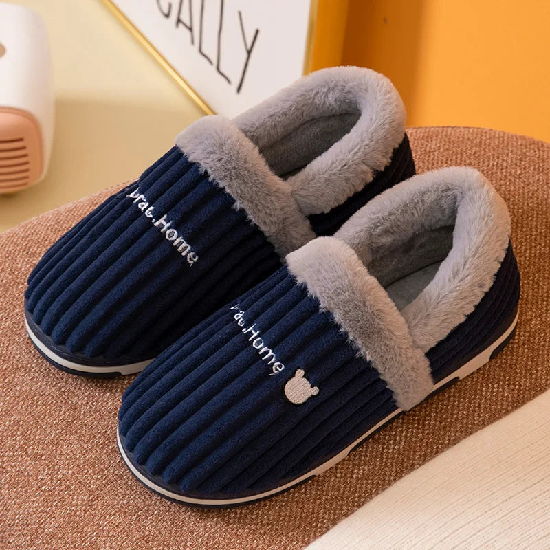 Women Men Couples Home Slippers New Fashion Warm Winter Furry Soft Short Plush Slipper Non Slip Bedroom Slides Indoor Shoes