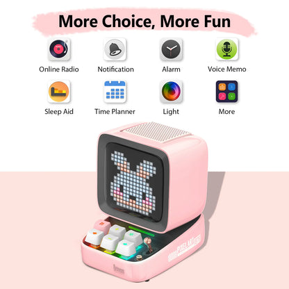 Divoom Ditoo-Pro Retro Pixel Art Bluetooth Portable Speaker Alarm Clock DIY LED Display Board, Cute Gift Home Light Decoration