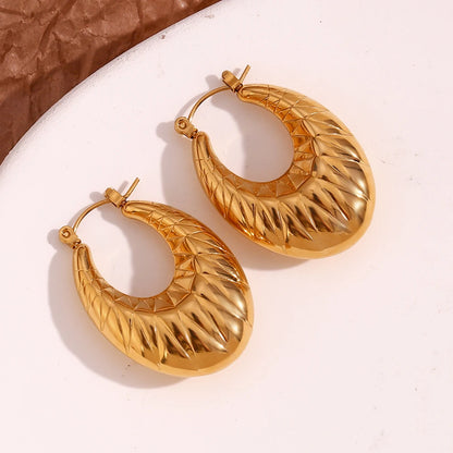 Hollow Oval Rhombic Drop Earrings Waterproof Tarnish Free 316L Stainless Steel Jewelry 18K Gold Plated Accessories