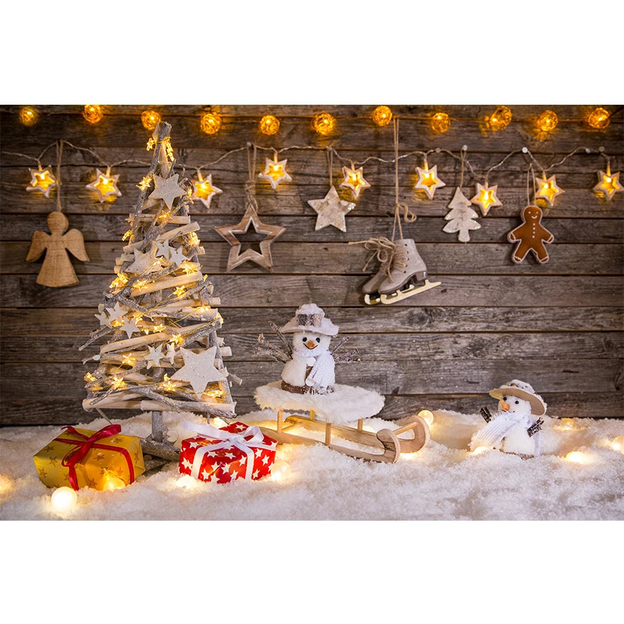 Beenle Merry Christmas Photography Background Tree Gift Window Fireplace Portrait Family Party Decor Backdrop for Photo Studio