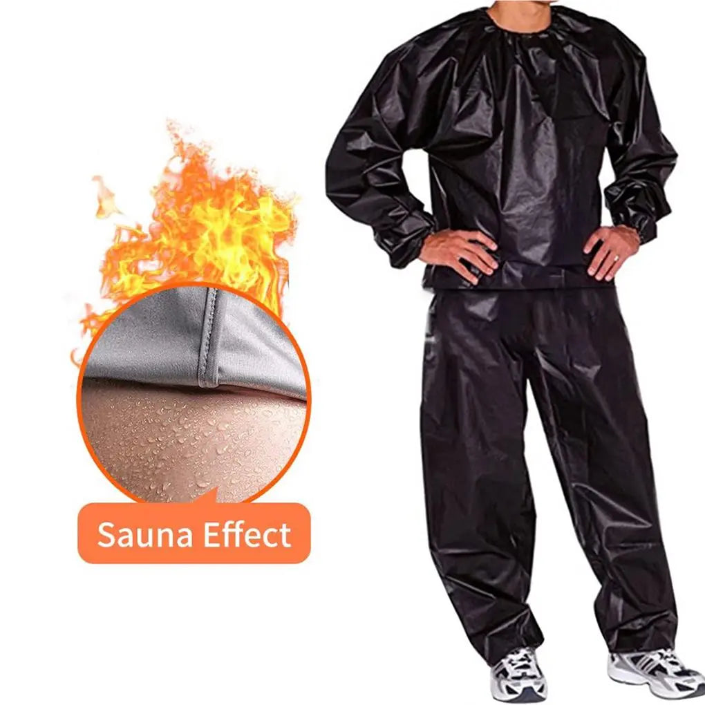 Fitness Sweat Sauna Suit Heavy Duty Weight Loss Exercise Training Pants Bodybuilding Calories Men Women  Black XL - MAGNET MARKET