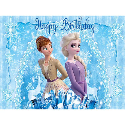 Disney Winter Ice Frozen Snowflake Castle Backdrop Elsa Anna Snow Queen Princess Girls Birthday Party Decor Photo Background