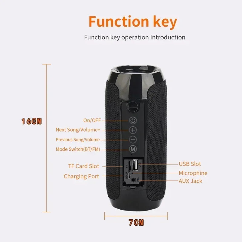 Portable Speaker Wireless  Bluetooth-compatible Subwoofer Outdoor Waterproof Loudspeaker Stereo Surround Support FM RadioTF