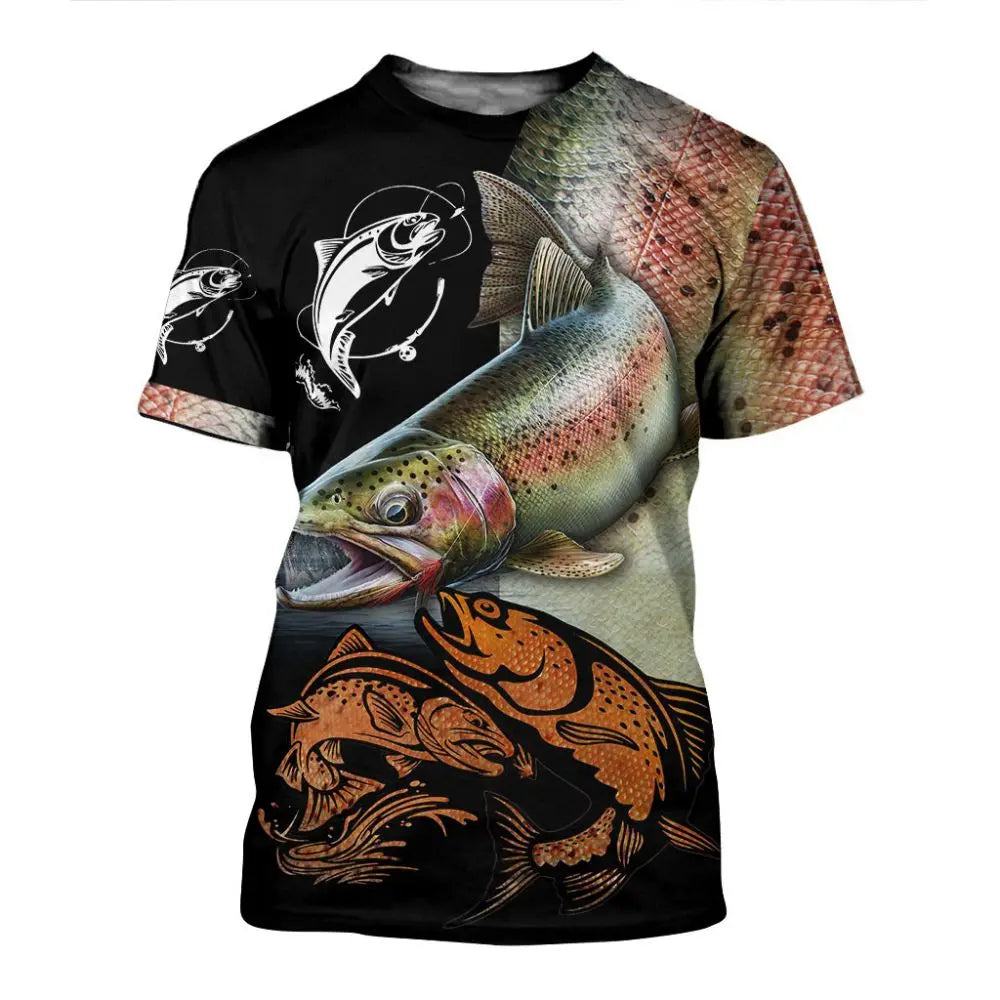 2023 New Men's T-Shirts Short Sleeve Tops Summer Clothing Fishing Graphic Shirts Men Dress Streetwear O-Neck Pullovers 5XL Tee - MAGNET MARKET