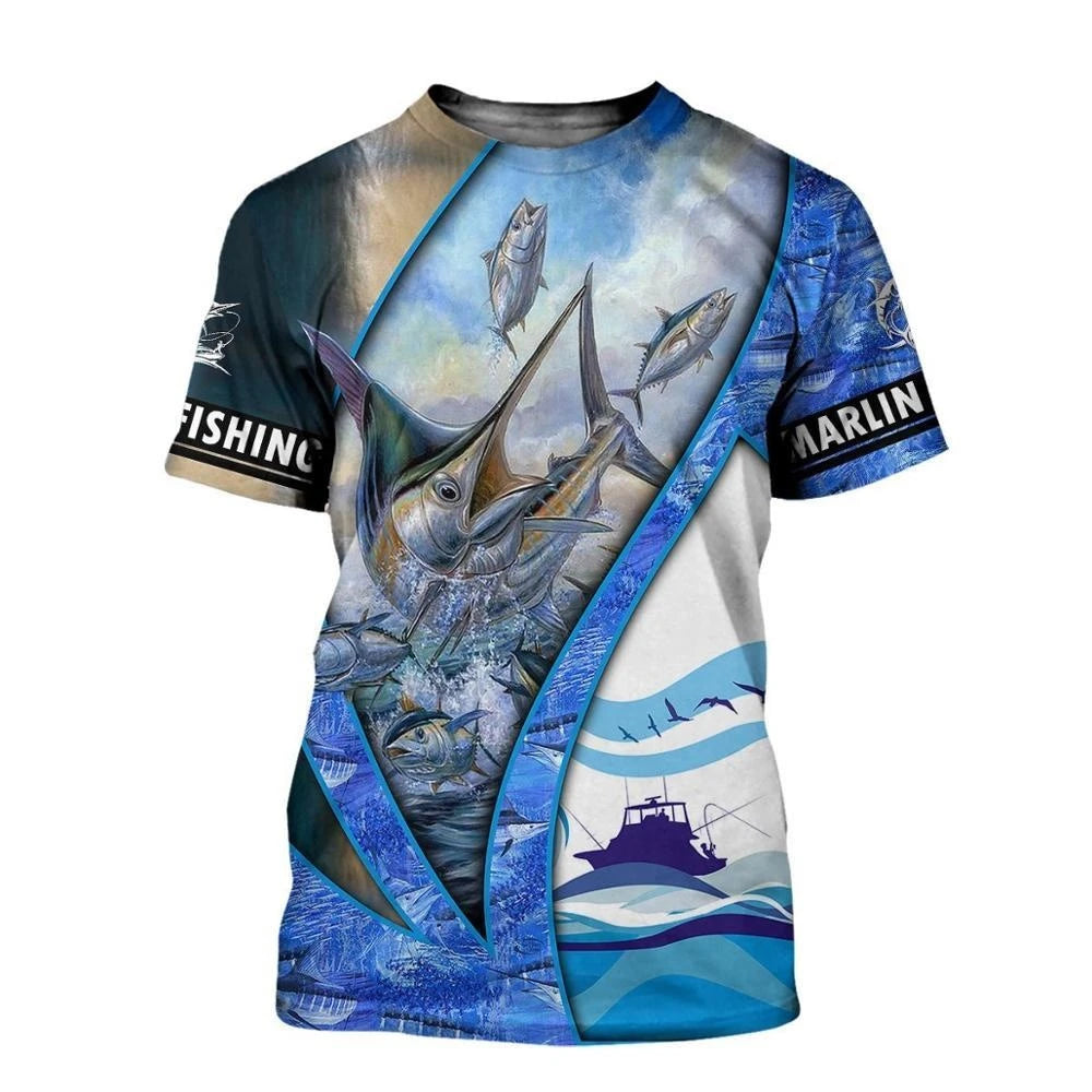 2023 New Men's T-Shirts Short Sleeve Tops Summer Clothing Fishing Graphic Shirts Men Dress Streetwear O-Neck Pullovers 5XL Tee - MAGNET MARKET