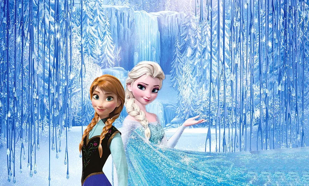 Disney Winter Ice Frozen Snowflake Castle Backdrop Elsa Anna Snow Queen Princess Girls Birthday Party Decor Photo Background