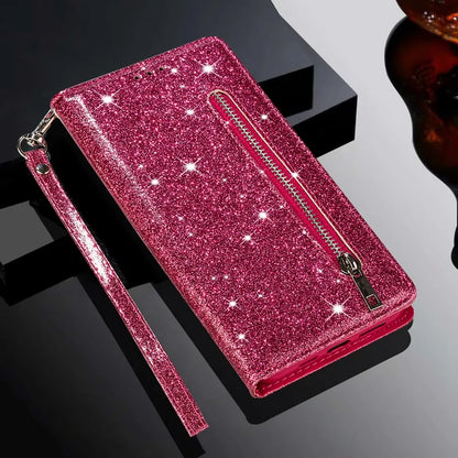 Wallet Glitter Flip Leather Case For Xiaomi Redmi 12C 10C 9A 9C 9T Note 12S 12 Pro 11S 11 Pro 10 Pro 9 8 7 Poco X5 Pro 11T 12T