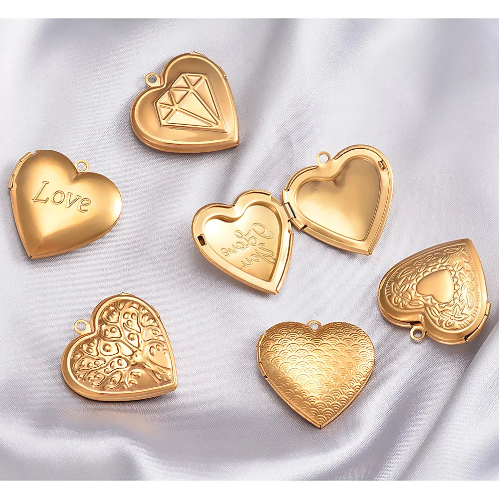 Stainless Steel  Mirror Polished Charms Openable Love Heart Photo Frame Locket Pendants Put Photos Memorial Jewelry Making Gift