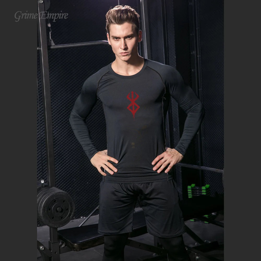 Men's Compression Tshirt Long Sleeve Anime Berserk Guts Sport Quick Dry TShirts Athletic Gym Tight Undershirts  Tops Tee Male