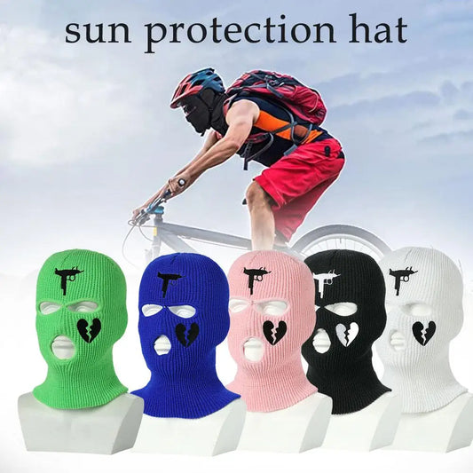 Unisex Winter Knit Hat Full Face Cover Ski Hat Cycling Motorcycle Accessory 3 Caps Beanies Bicyle Holes Outdoor Sports Z6q8