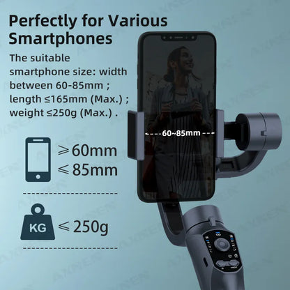 AXNEN F10 3-Axis Gimbal Handheld Stabilizer Cellphone Anti Shake Video Record Smartphone Gimbal for iPhone Samsung Xiaomi Huawei