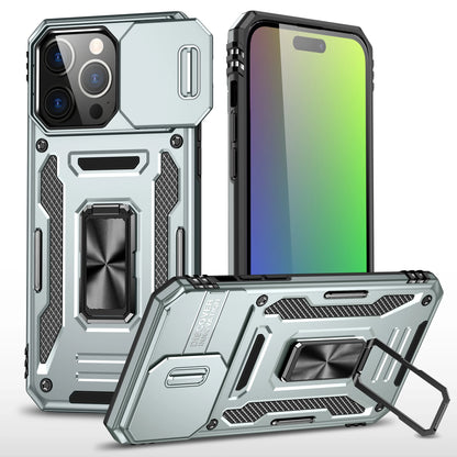 Slide Camera Case For iPhone 15 Pro Max 14 13 12 Pro Max 11 XR XS Max X 8 7 Ring Stand Armor Anti-fall Protection Kickstand Cove