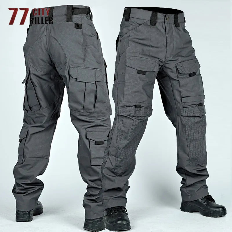 Tactical Cargo Pants Mens Multi-Pockets Wear-resistant Military Trousers Outdoor Training Hiking Fishing Casual Loose Pants Male