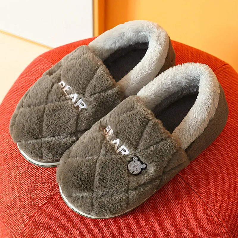 Women Men Couples Home Slippers New Fashion Warm Winter Furry Soft Short Plush Slipper Non Slip Bedroom Slides Indoor Shoes