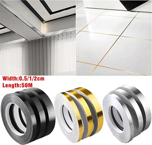 50M Gold black Self-Adhesive Tile Stickers Tape Floor Waterproof  Wall Gap Sealing Strip Tile Beauty Seam Sticker Home Decoratio