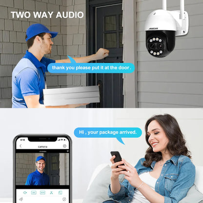 8MP Dual Lens 2.8mm -12mm 8X Zoom 4K PTZ WiFi IP Camera Outdoor AI Human Tracking CCTV Audio Home Security Surveillance Camera