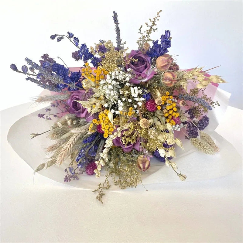 New Product 30CM Boho Mix Dried Flower Small Bouquet Customized Dried Flower Bouquet for Valentine Gift Living Room Decoration