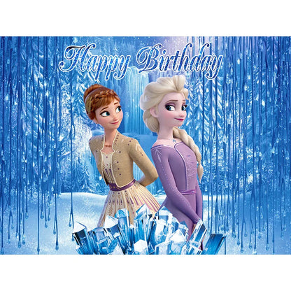 Disney Winter Ice Frozen Snowflake Castle Backdrop Elsa Anna Snow Queen Princess Girls Birthday Party Decor Photo Background