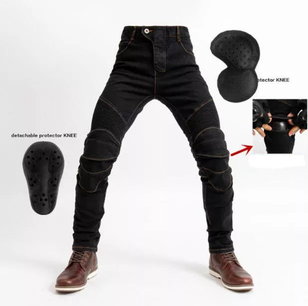 Outdoor four seasons motorcycle wear-resistant casual jeans anti-fall pants off-road riding protection elastic pants - MAGNET MARKET