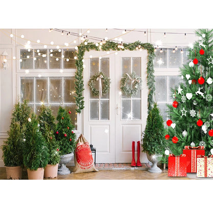 Beenle Merry Christmas Photography Background Tree Gift Window Fireplace Portrait Family Party Decor Backdrop for Photo Studio