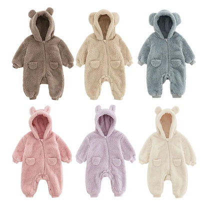 Snug and Adorable: HiPapa Fleece Animal Overall Baby Rompers for All-Year Comfort