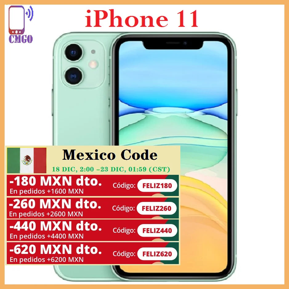 Original unlocked Apple iPhone 11 64GB/128GB/256GB 3110mAh dual 12MP camera A13 6.1 inch LCD screen IOS  LTE 4G iphone11