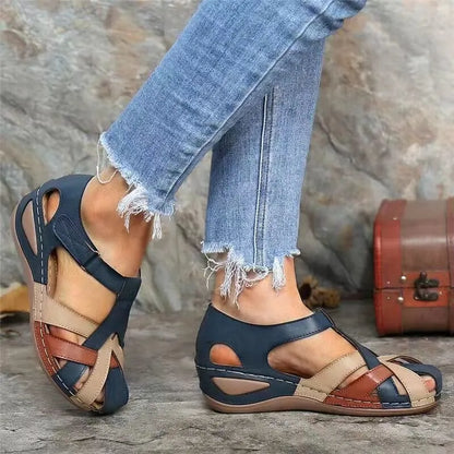 Ladies Sandals Summer Women's Shoes Large Size Wedge Sandals Bunch Foot Casual Printed Sandals Ladies sandals for women