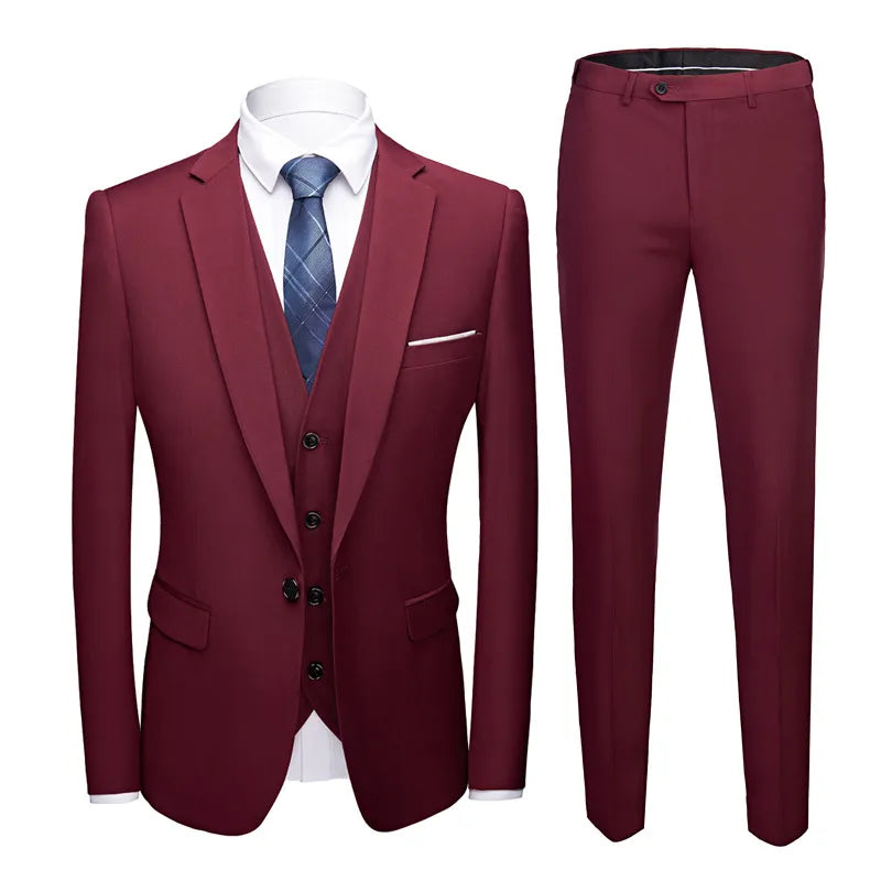 Men Blazers Set Wedding 3 Pieces Elegant 2 Suit Luxury Full Coat Pants Design Latest Vest Business 2023 Slim Fit Jacket Trousers - MAGNET MARKET