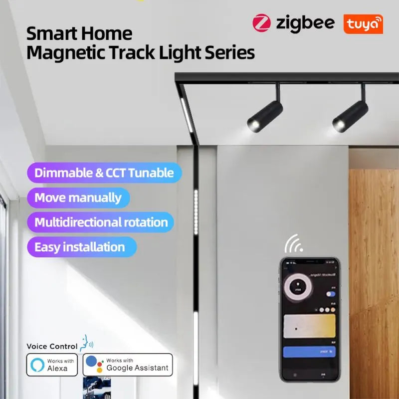 Smart Track Lights Changeable Magnetic Rail Tuya APP Control Smart System LED Lamp Magnet Track Ceiling Indoor Living Lighting