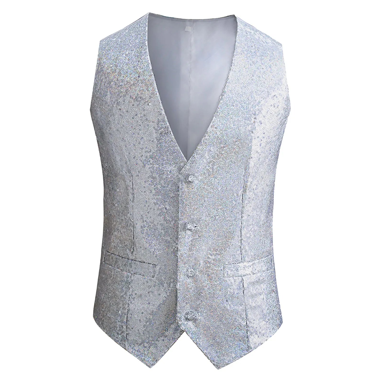 2023 New Men Fashion Sequin Blazers Vest Gliter Suit Vest Nightclub Dj Stage Clothes Shiny Gold Sequin Bling Glitter Party Vest - MAGNET MARKET