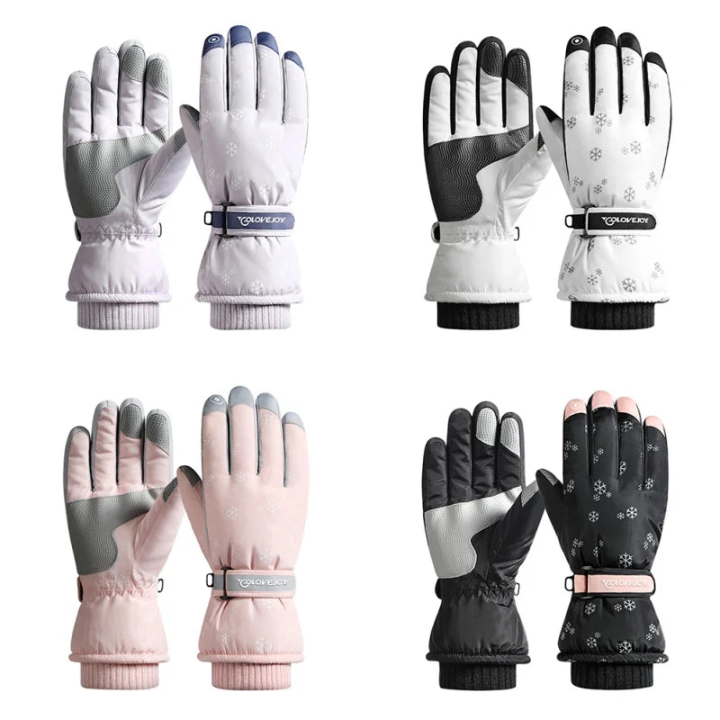 Skiing Gloves Warm Outdoor Camping Gloves Plush and Thickened Anti Slip Winter Durable Printed Sports Accessories