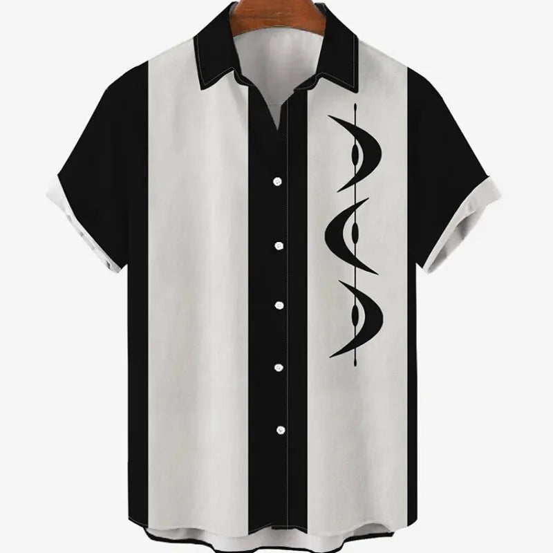 Men Stripe Elegant Blouse Color Printing Idols Clothes Robe Soccer Short Sleeve Casual Social Cufflinks Oversized Fashion Shirts