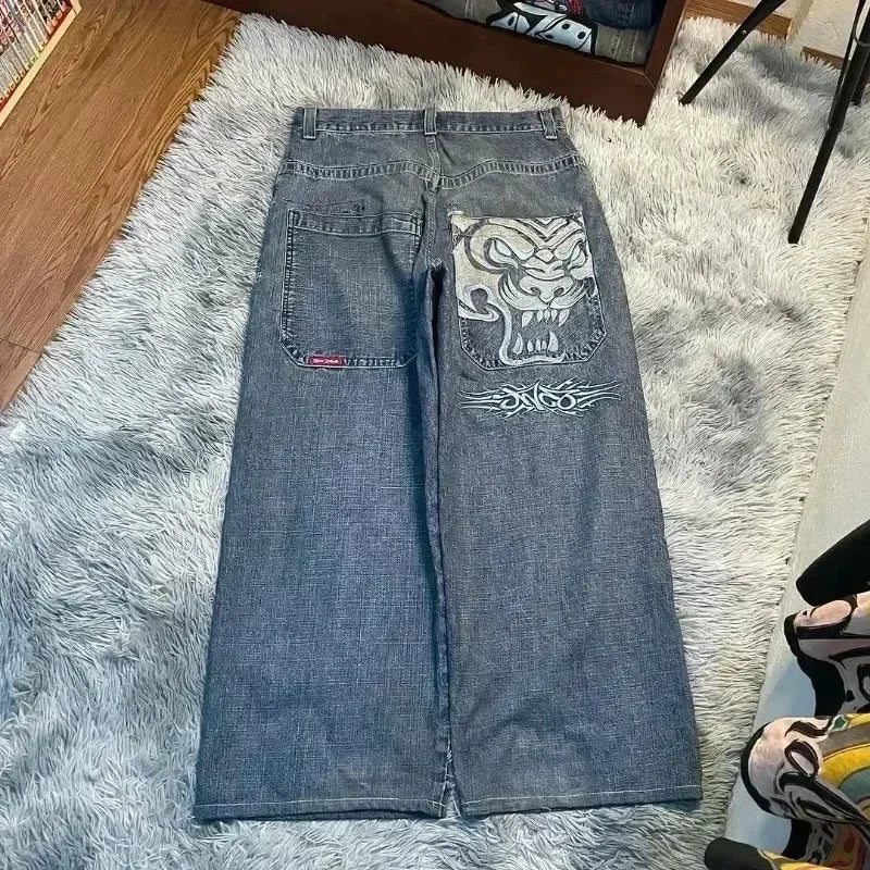 JNCO Y2K Baggy Jeans men Harajuku vintage Goth Embroidered high quality jeans Hip Hop streetwear men women Casual wide leg jeans