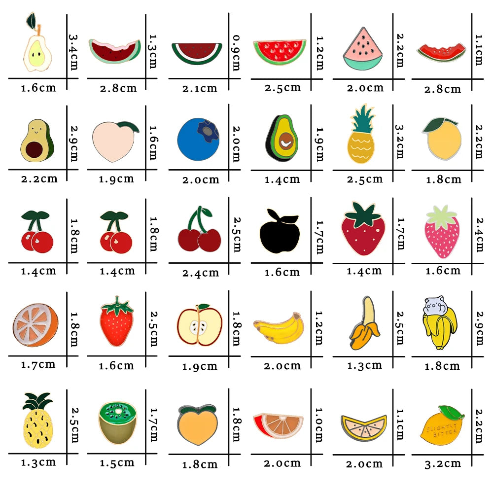 30 Styles Lovely Fruits Series Brooch Banana Stawberry Cherry Watermelon Lemon Enamel Pins Cartoon Bag Lapel Badge Jewelry Gifts