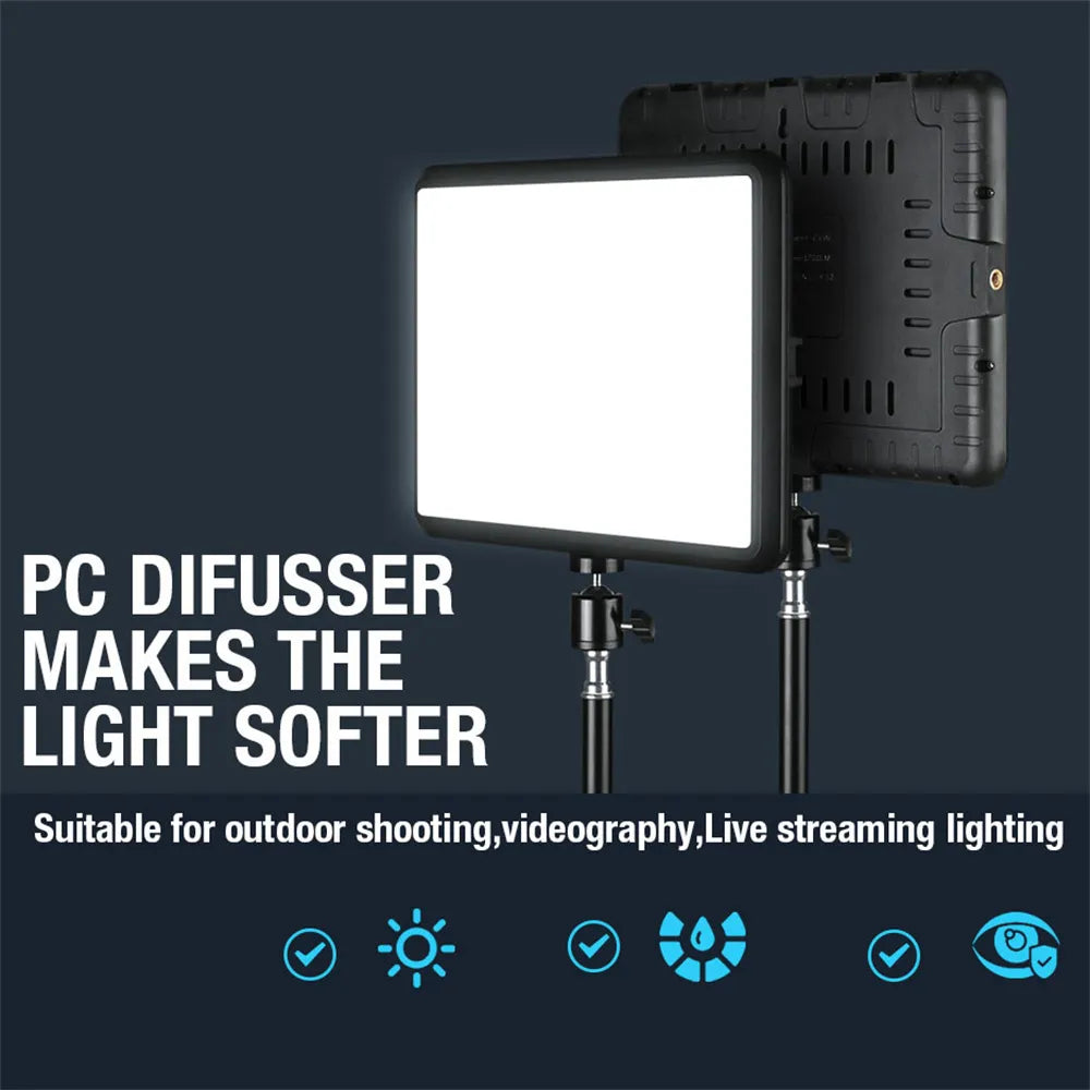 High Power 352 Led Video Light 2800K-7000K Panel Light Studio Fill Lamp Photography Lighting Photo w Light Stand for Live Stream