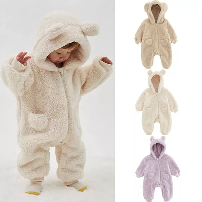 Snug and Adorable: HiPapa Fleece Animal Overall Baby Rompers for All-Year Comfort