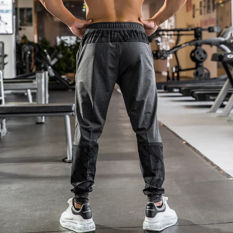 Men Gym Fitness Sports Trousers Running Trackpants Elastic Dry Fit Zipper Pockets Long Pants High Quality Camouflage Sweatpants