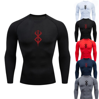 Men's Compression Tshirt Long Sleeve Anime Berserk Guts Sport Quick Dry TShirts Athletic Gym Tight Undershirts  Tops Tee Male