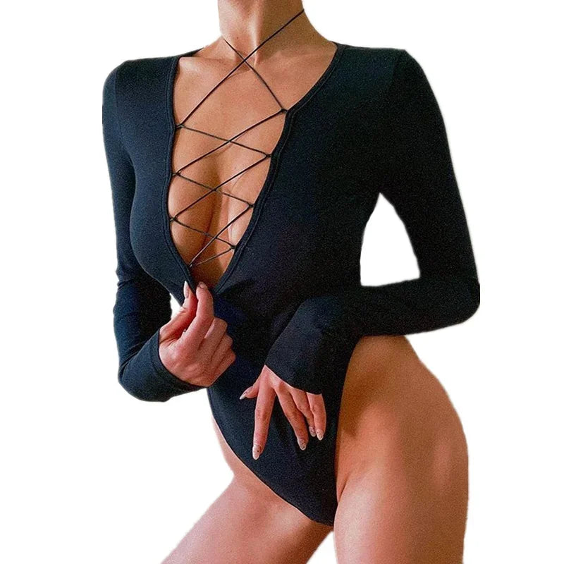 Sexy Patchwork Jumpsuit Women Ropa Mujer Fashion Playsuit Nightclub Bodysuit Woman Clothing Long Sleeve Outfits Ladies Overalls